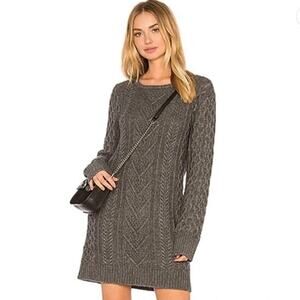 Rails Jesse Wool Cashmere Blend Cable Knit Sweater Dress Tunic Grey Large Soft